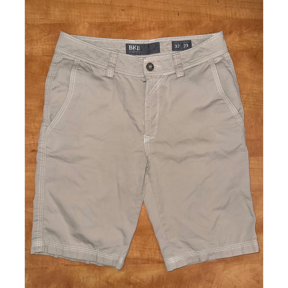 BKE Durant Standard Fit Shorts Mens 32 Pebble Tan Khaki Contrast Stitch